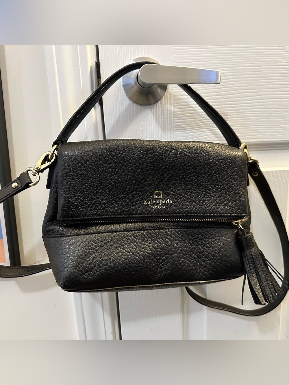 kate spade Black Pebbled Leather Crossbody with Tassel - Picture 2 of 6